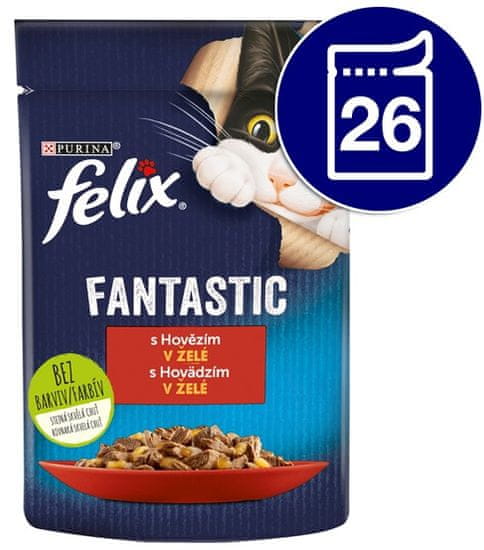 Felix Fantastic z govedino v želeju, 26 x 85 g