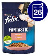 Felix hrana za mačke Fantastic z lososom v želeju, 26 x 85 g
