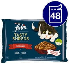 Felix Tasty Shreds izbor z govedino in piščancem v soku, 48 x 80 g