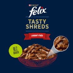 Felix Tasty hrana za mačke Tasty Shreds z govedino, piščancem, lososom in tuno v soku, 72 x 80 g