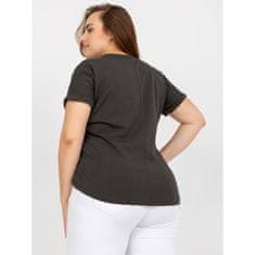 RELEVANCE Ženska asimetrična plus size bombažna majica MIA khaki RV-TS-7774.16P_387046 Univerzalni