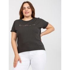RELEVANCE Ženska asimetrična plus size bombažna majica MIA khaki RV-TS-7774.16P_387046 Univerzalni