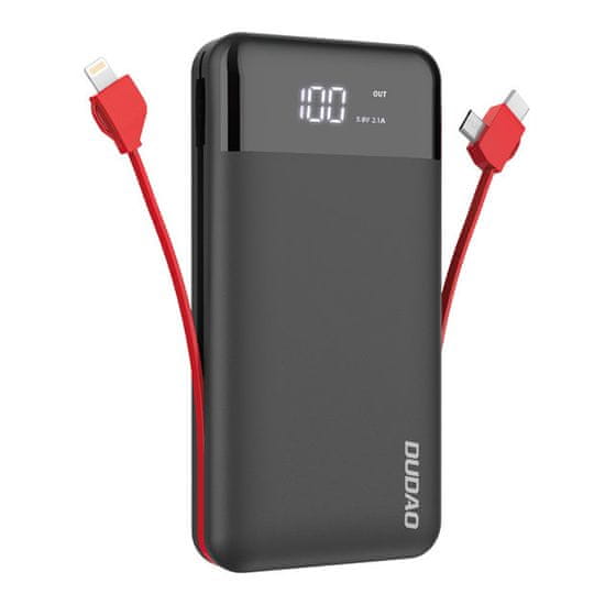 DUDAO K1Pro Power Bank 20000mAh 2x USB + kabel Lightning / USB-C / Micro USB, črna