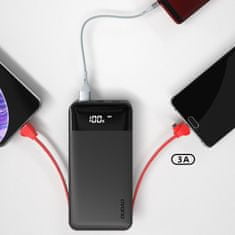 DUDAO K1A USB Power Bank 10000mAh + kabel Lightning / USB-C / Micro USB 3A, belo
