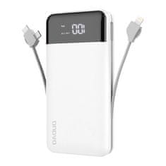 DUDAO K1Pro Power Bank 20000mAh 2x USB + kabel Lightning / USB-C / Micro USB, belo