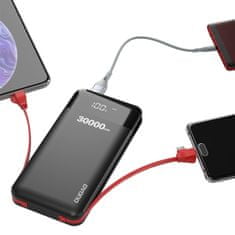 DUDAO K1Max Power Bank 30000mAh 2x USB + kabel Lightning / USB-C / Micro USB, belo