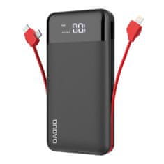 DUDAO K1Pro Power Bank 20000mAh 2x USB + kabel Lightning / USB-C / Micro USB, črna