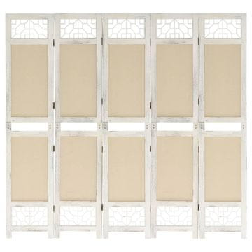 Vidaxl Paravan 5-delni krem 175x165 cm blago