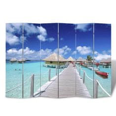 Vidaxl Zložljiv paravan 240x170 cm plaža
