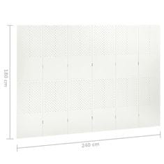 Vidaxl Paravan 6-delni bel 240x180 cm jeklo
