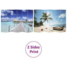 Vidaxl Zložljiv paravan 240x170 cm plaža