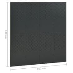 Vidaxl Paravan 4-delni antracitna 160x180 cm jeklo