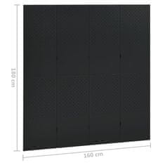 Greatstore Paravan 4-delni 2 kosa črne barve 160x180 cm jeklo