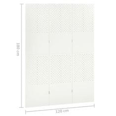 Vidaxl Paravan 3-delni bel 120x180 cm jeklo