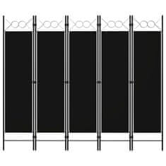 Vidaxl Paravan 5-delni črn 200x180 cm