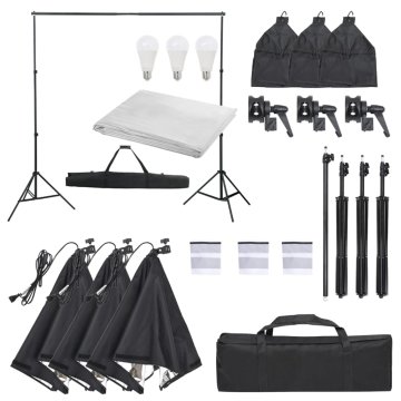 Vidaxl Komplet za foto studio z lučmi in ozadjem