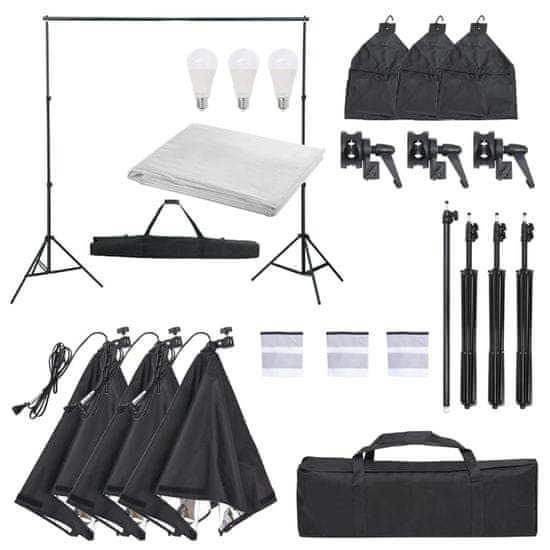 Vidaxl Komplet za foto studio z lučmi in ozadjem