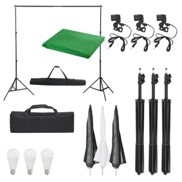 Vidaxl Komplet za foto studio z lučmi in ozadjem