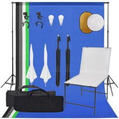 Vidaxl Komplet za foto studio z lučmi, ozadjem in odbojnikom