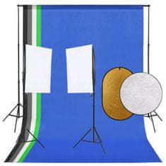 Vidaxl Komplet za foto studio z lučmi, ozadjem in odbojnikom