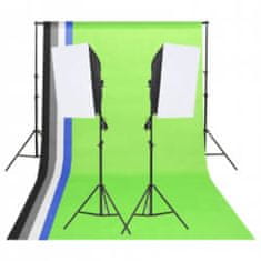 Vidaxl Komplet za foto studio z lučmi, ozadjem in odbojnikom