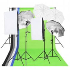 Vidaxl Komplet za foto studio z lučmi, ozadjem in odbojnikom