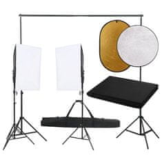 Vidaxl Komplet za foto studio z lučmi, ozadjem in odbojnikom