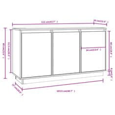 Vidaxl Komoda črna 111x34x60 cm trdna borovina