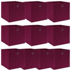 Greatstore Škatle za shranjevanje 10 kosov temno rdeče 32x32x32 cm blago