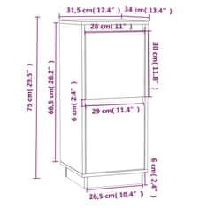 Vidaxl Komoda 2 kosa siva 31,5x34x75 cm trdna borovina