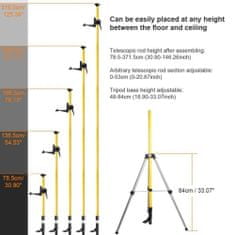 Huepar Teleskopski drog s stativom in nosilcem za laserske nivelirje do 3,7m