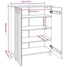 Greatstore Omara za čevlje, medeno rjava, 85x40x108 cm, masivni bor