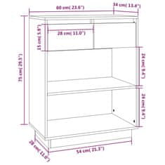 Greatstore Konzolna omarica siva 60x34x75 cm trdna borovina