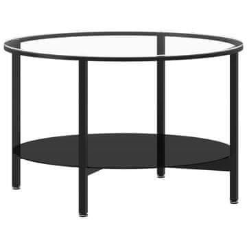 Vidaxl Čajna mizica črna in prozorna 70 cm kaljeno steklo