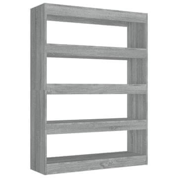 Vidaxl Knjižna omara/pregrada siva sonoma 100x30x135 cm