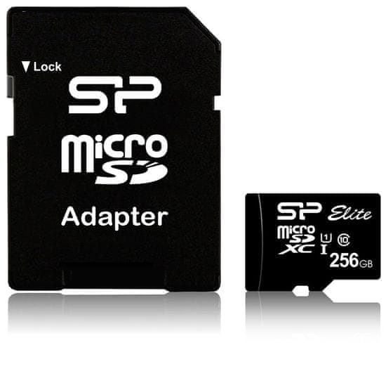 Silicon Power Elite Micro SDXC spominska kartica, 256 GB, Class 10, UHS-1 + Adapter