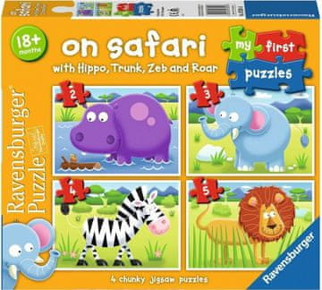 Ravensburger Moja prva sestavljanka: Na safariju 4 v 1 (2,3,4,5 kosov)