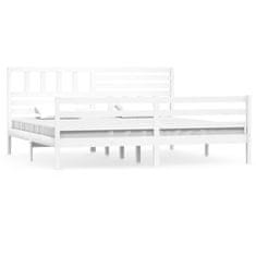 Vidaxl Posteljni okvir bel iz trdnega lesa 180x200 cm 6FT