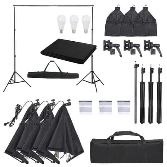 Vidaxl Komplet za foto studio z lučmi in ozadjem