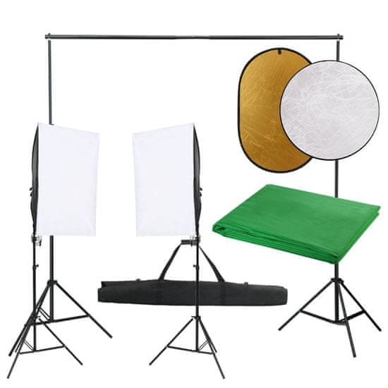 Vidaxl Komplet za foto studio z lučmi, ozadjem in odbojnikom
