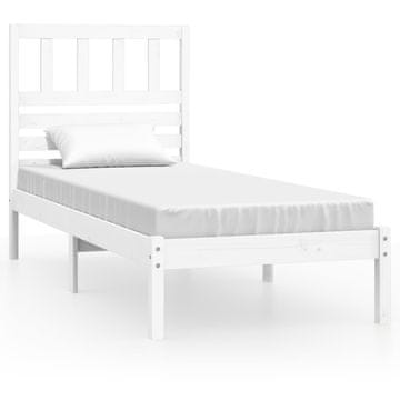 Vidaxl Posteljni okvir brez vzmetnice bel 75x190 cm trdna borovina