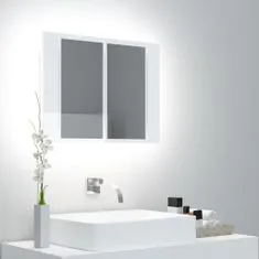 Greatstore LED kopalniška omarica z ogledalom visok sijaj bela 60x12x45 cm
