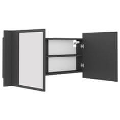 Vidaxl LED kopalniška omarica z ogledalom siva 100x12x45 cm