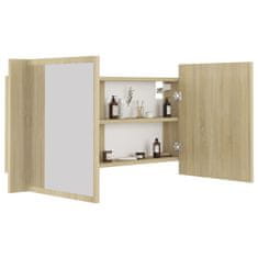 Vidaxl LED kopalniška omarica z ogledalom sonoma hrast 90x12x45 cm