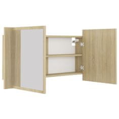 Vidaxl LED kopalniška omarica z ogledalom sonoma hrast 90x12x45 cm