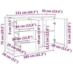 Vidaxl Omara, bela, 111x34x75 cm, masivni borov les