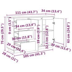 Vidaxl Omara, medeno rjava, 111x34x75 cm, masivni borov les