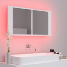 Vidaxl LED kopalniška omarica z ogledalom bela 90x12x45 cm