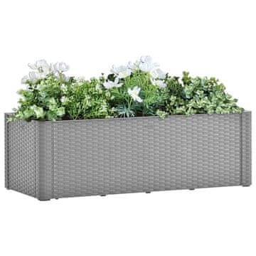 Vidaxl vidaXL Dvignjena gredica z zalivalnim sistemom, siva, 100 x 43 x 33 cm