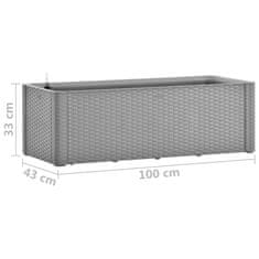Vidaxl Visoka greda z zalivalnim sistemom siva 100x43x33 cm